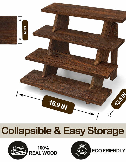 Load image into Gallery viewer, AZ-Homey Platane Wood 4-Tier Display Stand Rustic Brown
