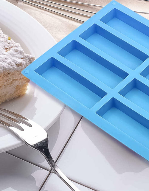 Load image into Gallery viewer, Sinirttou Silicone Chocolate Bar Mold 8 Cavities Rectangular Blue 2 Pack
