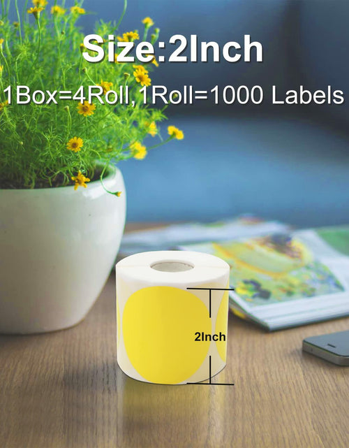 Load image into Gallery viewer, BEEPRT 2" Yellow Direct Thermal Round Labels Stickers 1000 Count
