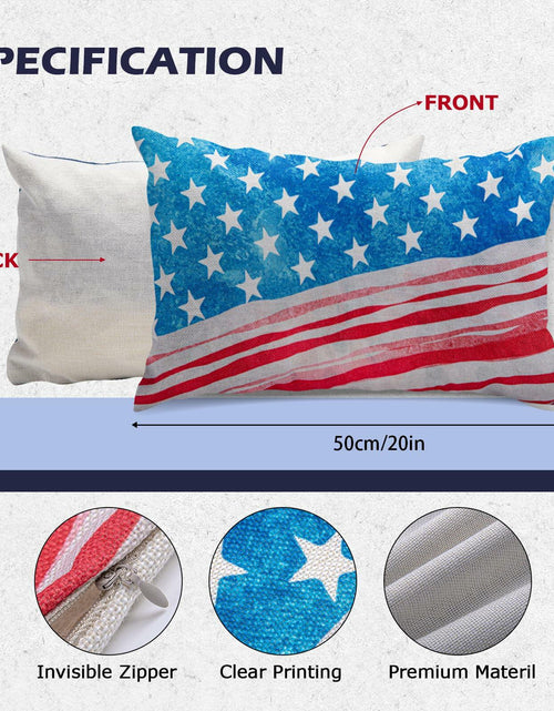 Load image into Gallery viewer, CHANGE MOORE 4th of July Patriotic Throw Pillow Cover 20x12 USA 1pcs
