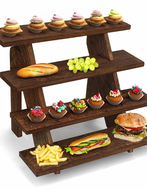 Load image into Gallery viewer, AZ-Homey Platane Wood 4-Tier Display Stand Rustic Brown
