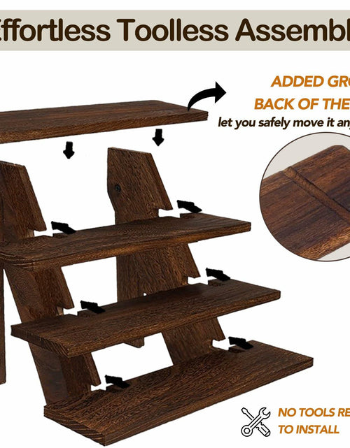 Load image into Gallery viewer, AZ-Homey Platane Wood 4-Tier Display Stand Rustic Brown
