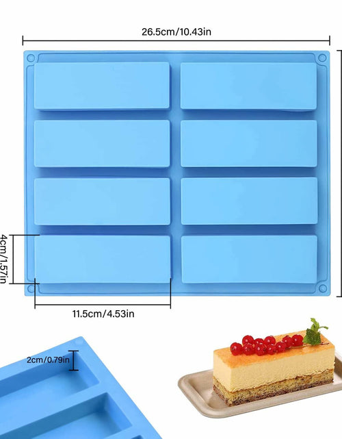 Load image into Gallery viewer, Sinirttou Silicone Chocolate Bar Mold 8 Cavities Rectangular Blue 2 Pack
