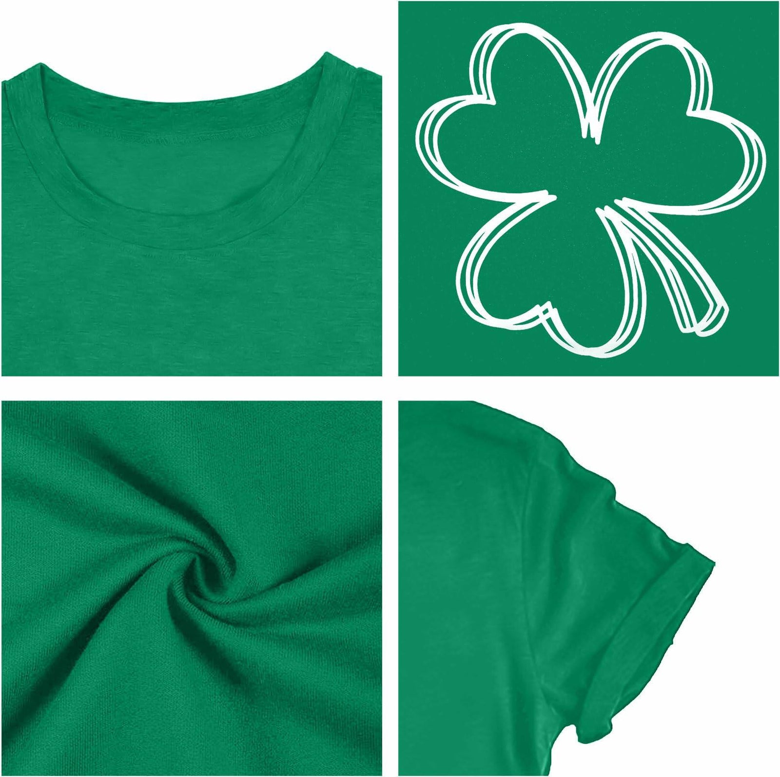 Plus Size St. Patrick's Day Lucky Shamrock Tee Shirt Women Green XL