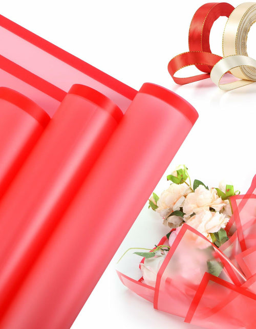 Load image into Gallery viewer, Tenare 36pcs Waterproof Flower Wrapping Paper &amp; 50yd Satin Ribbon Red
