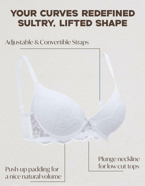 Load image into Gallery viewer, IHOIU Women's Lace Push Up Bra Padded Underwire White Size 36C
