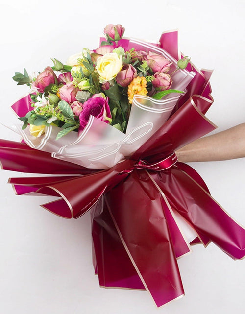 Load image into Gallery viewer, Tenare 36pcs Waterproof Flower Wrapping Paper &amp; 50yd Satin Ribbon Red
