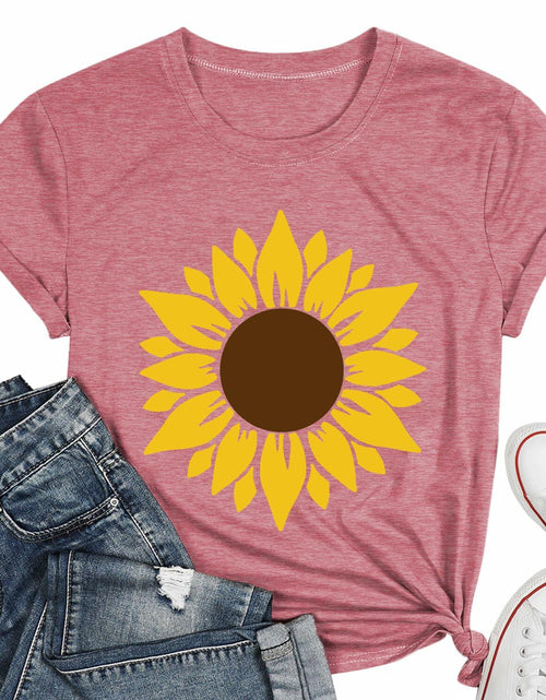 Load image into Gallery viewer, Sunflower Women Graphic Tee Faith Short Sleeve Shirt Pink Size S
