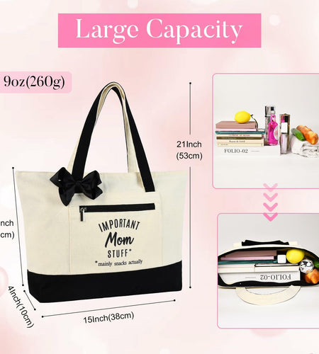 KUIRAN Canvas Tote Bag for Mom Hospital Shopping Beach Gifts from Family