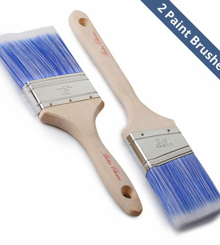 Bates Wood Handle Paint Brushes Set 3" & 2.5" 2 Pack Professional Trim