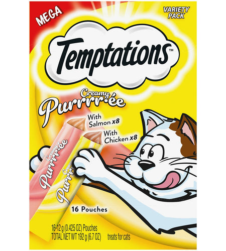 BestBy12/26 Temptations Creamy Puree Cat Treats Chicken & Salmon 16 Pouches