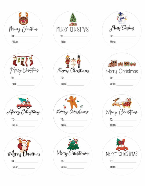 Load image into Gallery viewer, Joycraft 120Pcs Merry Christmas Stickers 2in 12 Styles Holiday Labels
