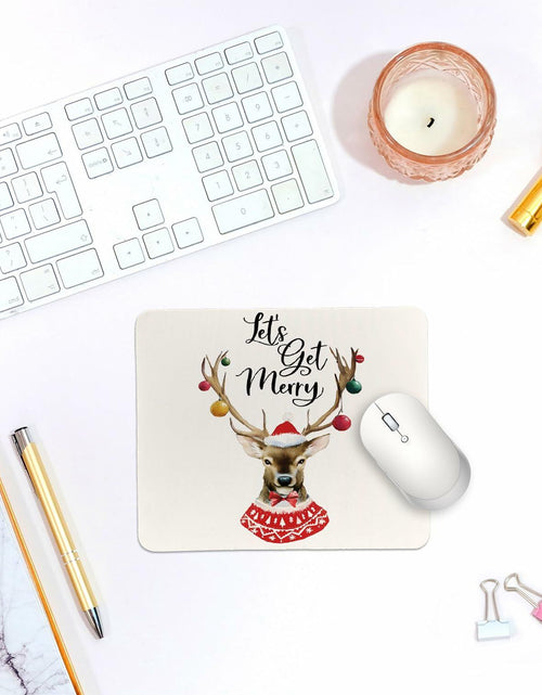Load image into Gallery viewer, QIYUHOY Pink Bow Christmas Mousepad Non-Slip Rubber 9.5x7.9 in
