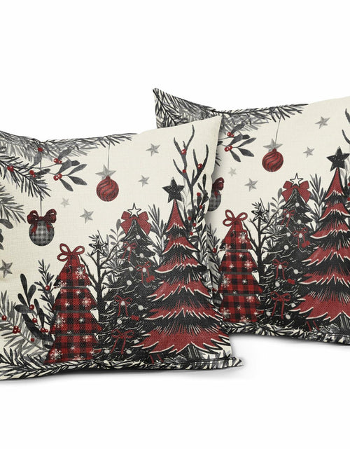 Load image into Gallery viewer, Black Red Christmas Tree Throw Pillow Covers 18x18 Set of 2 Xmas Decor
