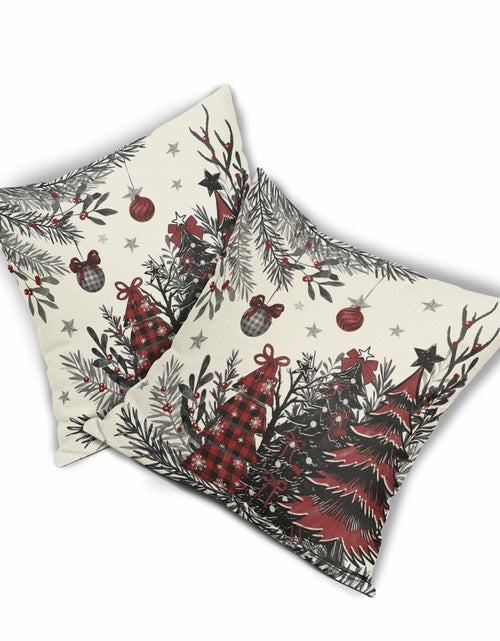 Load image into Gallery viewer, Black Red Christmas Tree Throw Pillow Covers 18x18 Set of 2 Xmas Decor
