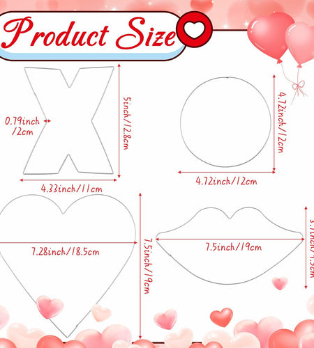 Nuogo 4 Pcs 7.9" Heart Stainless Steel Cookie Cutters Set XOXO Lips
