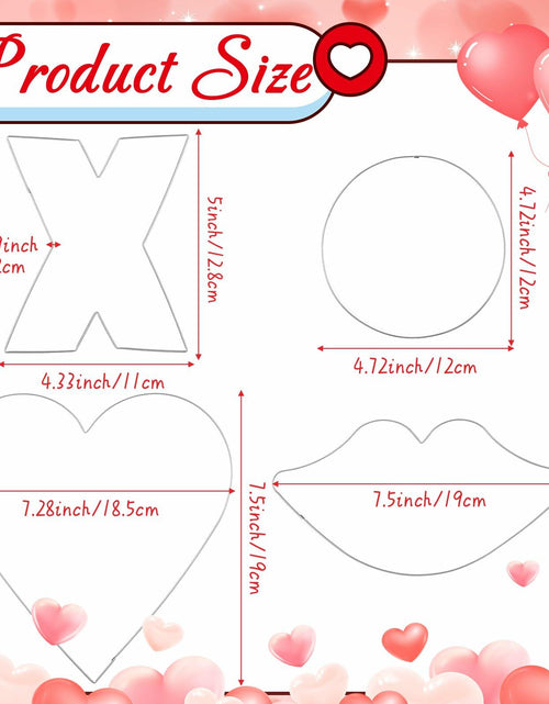 Load image into Gallery viewer, Nuogo 4 Pcs 7.9" Heart Stainless Steel Cookie Cutters Set XOXO Lips
