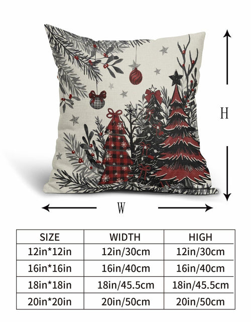 Load image into Gallery viewer, Black Red Christmas Tree Throw Pillow Covers 18x18 Set of 2 Xmas Decor
