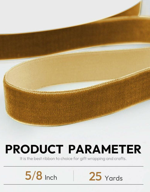 Load image into Gallery viewer, Quhora Velvet Ribbon 5/8in x 25yd Khaki Velvet Craft Ribbon Spool
