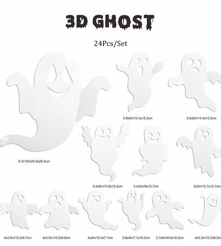 Halloween Decorations 3D Ghost Wall Sticker Decal Home Room Window Decor