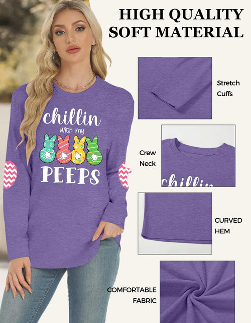 Load image into Gallery viewer, Easter Shirt Women Bunny Graphic Long Sleeve Tee Purple1 Size XL
