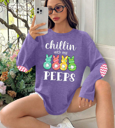 Easter Shirt Women Bunny Graphic Long Sleeve Tee Purple1 Size XL