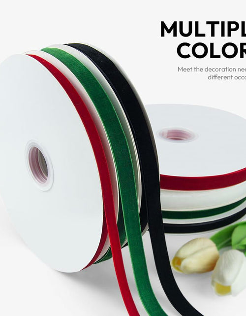 Load image into Gallery viewer, Quhora Velvet Ribbon 5/8in x 25yd Khaki Velvet Craft Ribbon Spool
