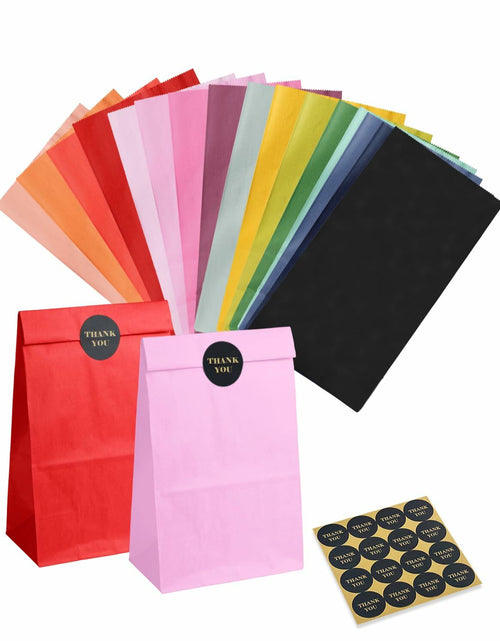 Load image into Gallery viewer, qiqee 32Pcs Treat Paper Bags Mini Snack 5.1x3.1x9.4in Rainbow Colors
