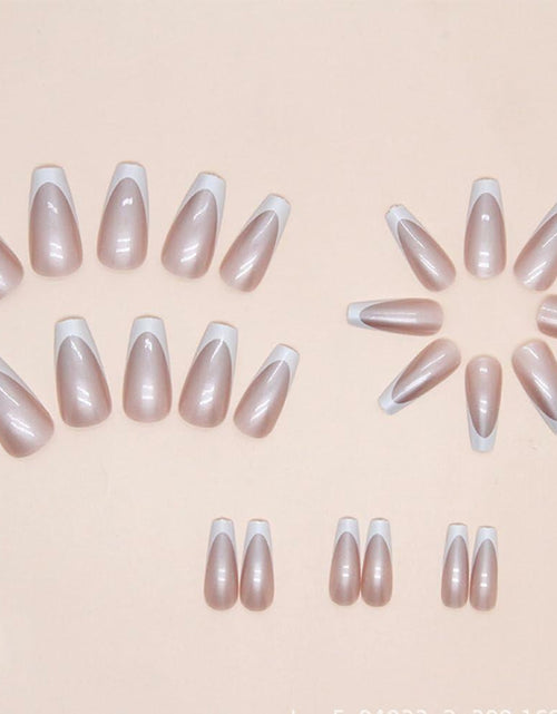 Load image into Gallery viewer, French Tip Press On Nails Short Square Pink Nude Glossy 24Pcs
