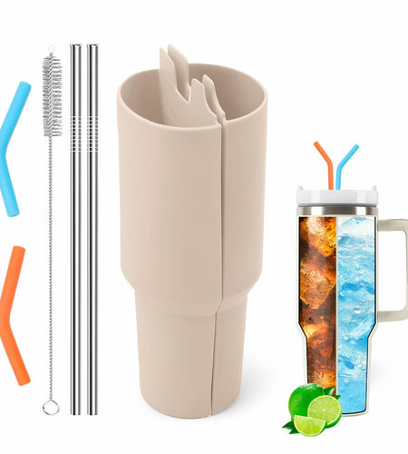 LittleHugs Silicone 2-in-1 Cup for Stanley Cup 40oz Cream Double Drinks Bag