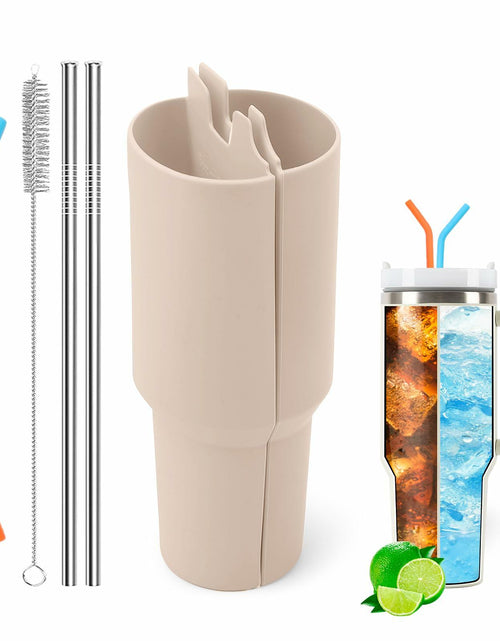 Load image into Gallery viewer, LittleHugs Silicone 2-in-1 Cup for Stanley Cup 40oz Cream Double Drinks Bag
