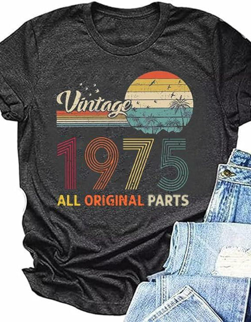 Load image into Gallery viewer, Vintage 1975 Shirt Women 2XL All Original Parts 50th Birthday Tee Gray
