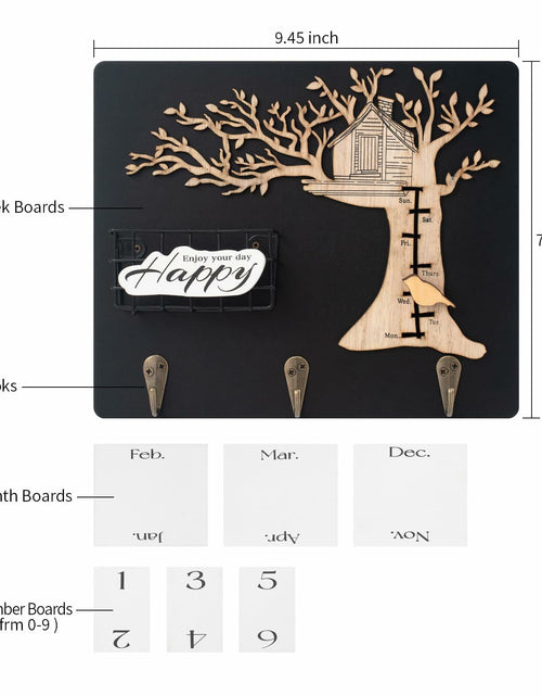 Load image into Gallery viewer, Wooden Reusable Perpetual Calendar with Hooks Home Decor Holiday Gift
