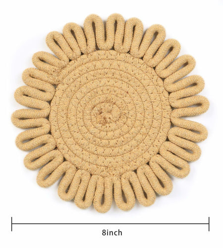 AHHFSMEI 8 Inch Heat Resistant Trivets Pot Holders 4pcs Light Brown