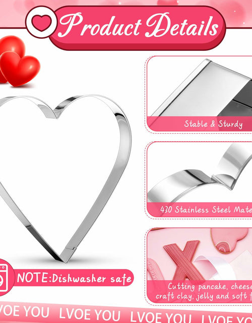 Load image into Gallery viewer, Nuogo 4 Pcs 7.9" Heart Stainless Steel Cookie Cutters Set XOXO Lips
