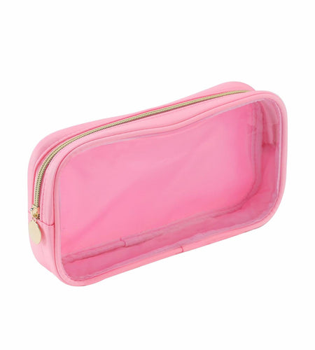 Nogsew Clear Waterproof Travel Makeup Bag Small Pink Zipper Organizer