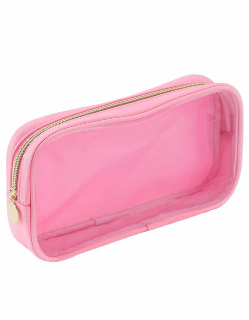 Load image into Gallery viewer, Nogsew Clear Waterproof Travel Makeup Bag Small Pink Zipper Organizer
