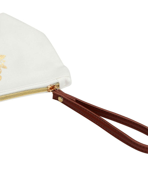 Load image into Gallery viewer, Glamlily Gold Initial I Personalized Makeup Bag White 10x3x6 In
