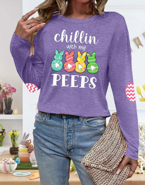Load image into Gallery viewer, Easter Shirt Women Bunny Graphic Long Sleeve Tee Purple1 Size XXL
