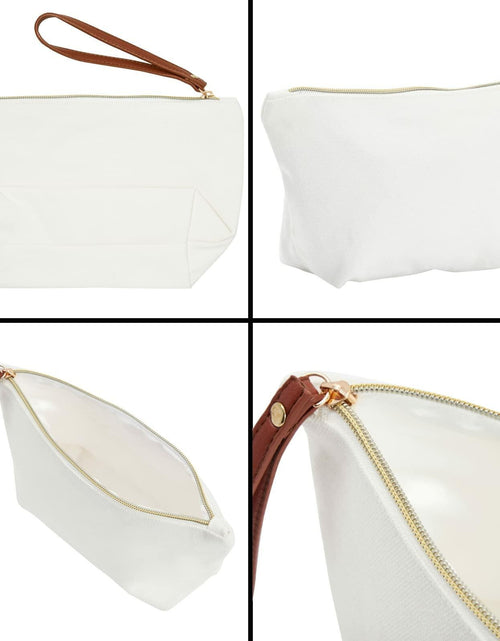 Load image into Gallery viewer, Glamlily Gold Initial I Personalized Makeup Bag White 10x3x6 In
