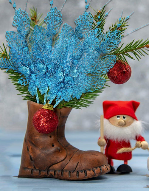 Load image into Gallery viewer, Crazy Night Christmas Tree Picks 16.3in 12pcs Blue Glitter Berries
