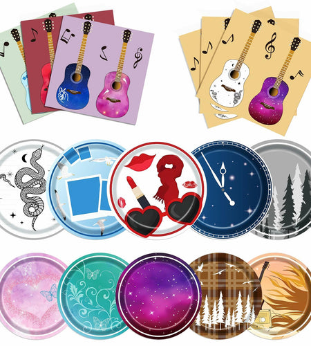 Music Themed 75Pcs Birthday Party Decorations & Tableware for Girls Fans