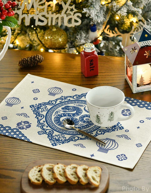Load image into Gallery viewer, Artoid Mode Zodiac Snake Lantern Red Round Placemats 14in Set of 4
