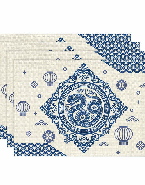 Load image into Gallery viewer, Artoid Mode Zodiac Snake Lantern Red Round Placemats 14in Set of 4
