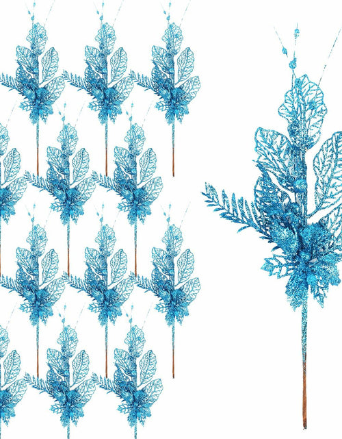 Load image into Gallery viewer, Crazy Night Christmas Tree Picks 16.3in 12pcs Blue Glitter Berries
