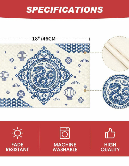 Load image into Gallery viewer, Artoid Mode Zodiac Snake Lantern Red Round Placemats 14in Set of 4
