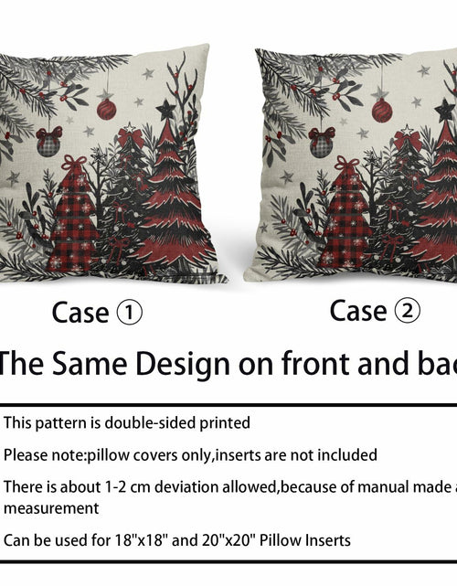 Load image into Gallery viewer, Black Red Christmas Tree Throw Pillow Covers 18x18 Set of 2 Xmas Decor
