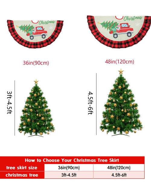 Load image into Gallery viewer, Burlap Christmas Tree Skirt 36" Red Black Buffalo Plaid Truck Farmhouse

