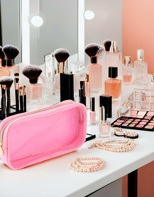 Load image into Gallery viewer, Nogsew Clear Waterproof Travel Makeup Bag Small Pink Zipper Organizer
