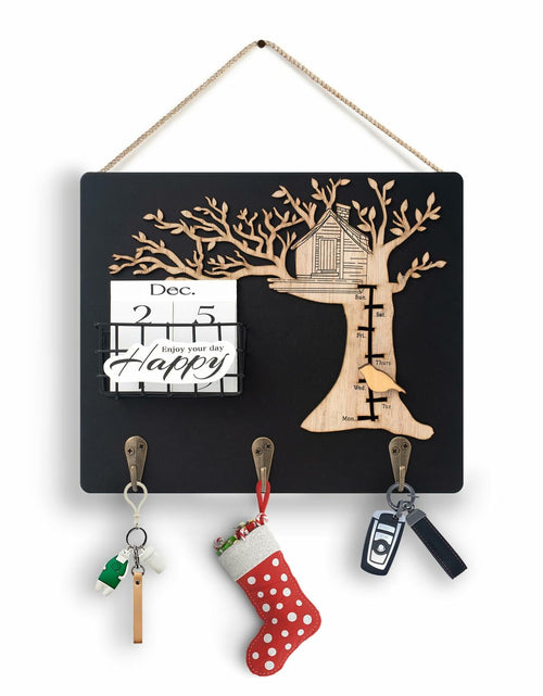 Load image into Gallery viewer, Wooden Reusable Perpetual Calendar with Hooks Home Decor Holiday Gift
